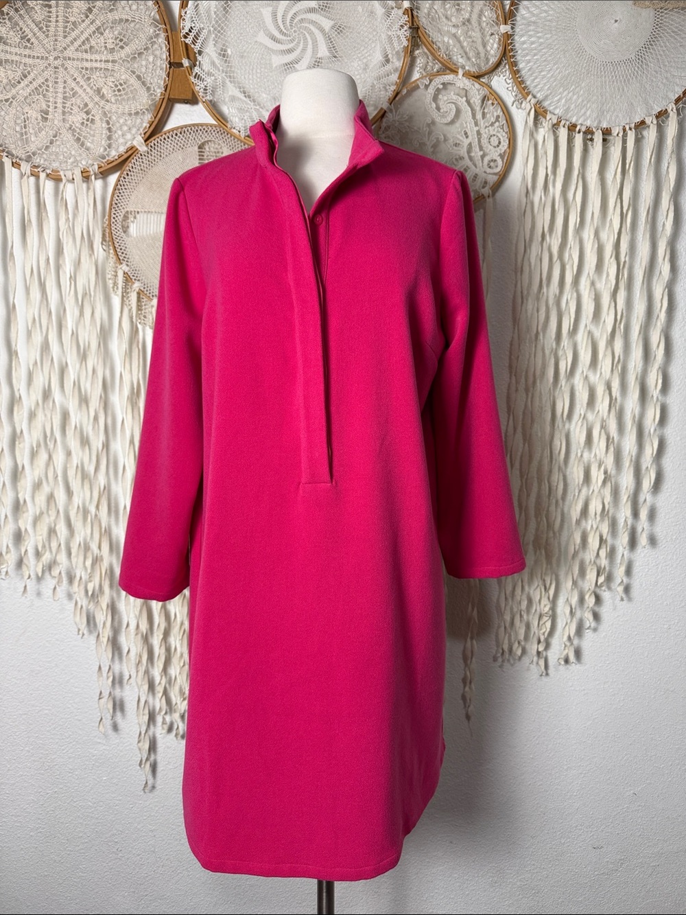 Tuckernuck Fuchsia Stretch Crepe Avery Shift Dress Size Large - Picture 2 of 14